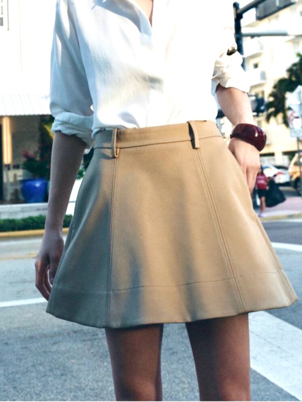 ZARA Beige A-Line Women's mini Skirt